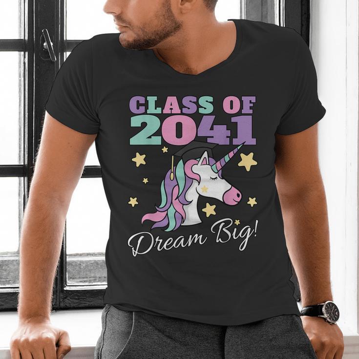 Girls Class Of 2041 Magical Unicorn Graduation Cap Men's V-Neck T-Shirt