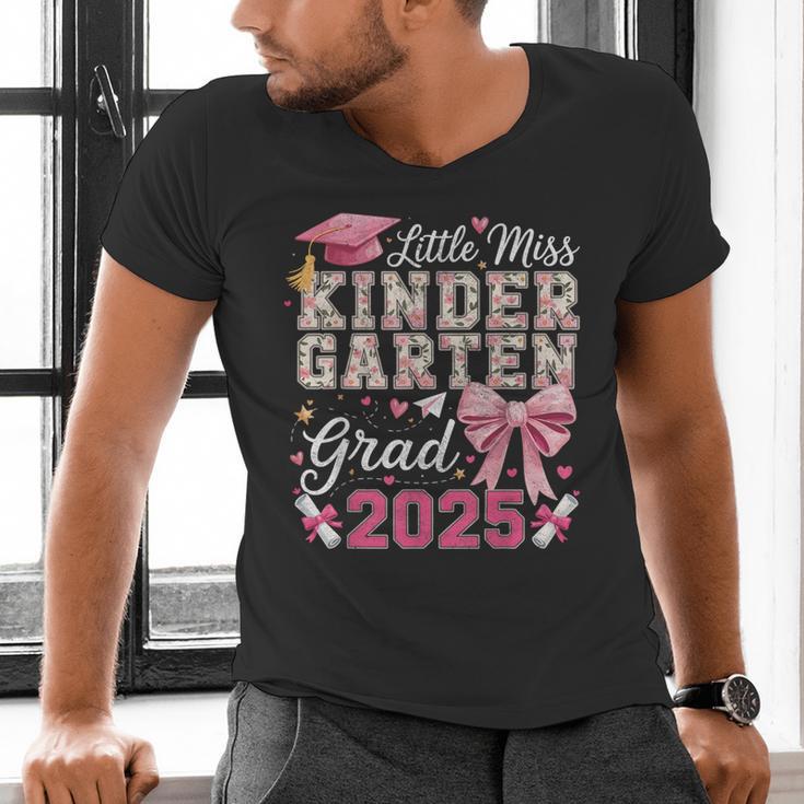 Girls Little Miss Kindergarten Grad 2025 Coquette Graduation Men's V-Neck T-Shirt