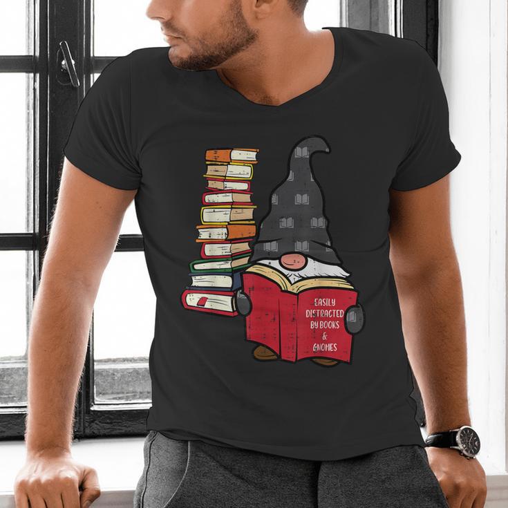 Gnome Read Reading Book Librarian Across America Women Kids Men's V-Neck T-Shirt