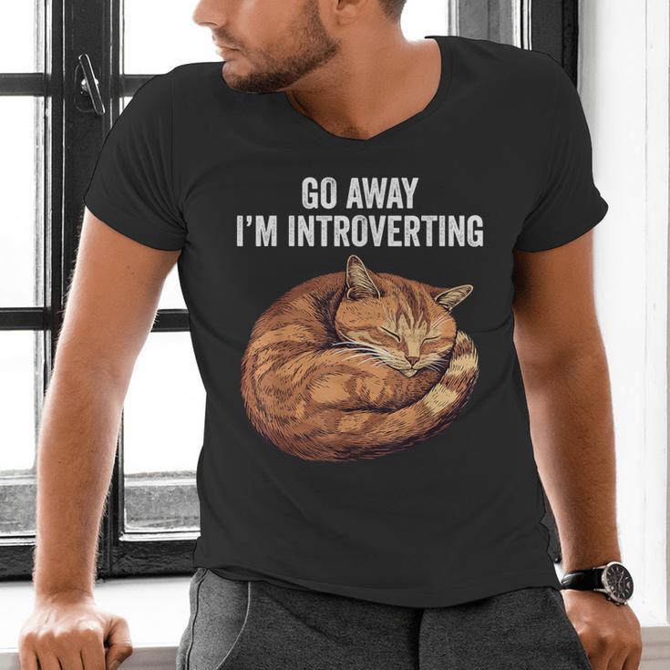 Go Away I'm Introverting Cat Introvert Men Women Girls Kids Men's V-Neck T-Shirt