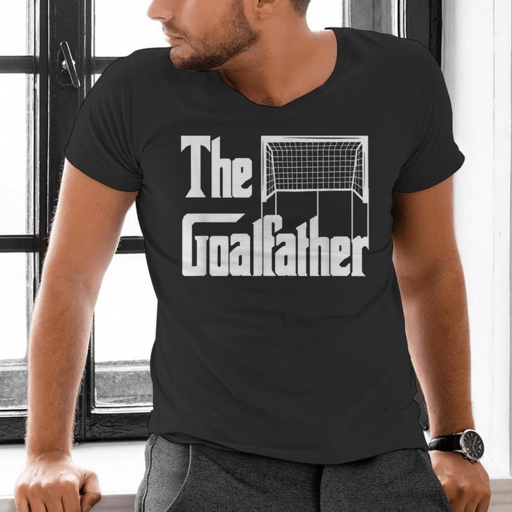 The Goalfather Dad Soccer Goalkeeper Goalie Coach Footballer Men's V-Neck T-Shirt