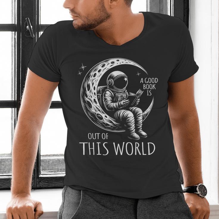 A Good Book Is Out Of This World Kids Reading Imagination Men's V-Neck T-Shirt A Good Book Is Out Of This World Kids Reading Imagination Men's V-Neck T-Shirt