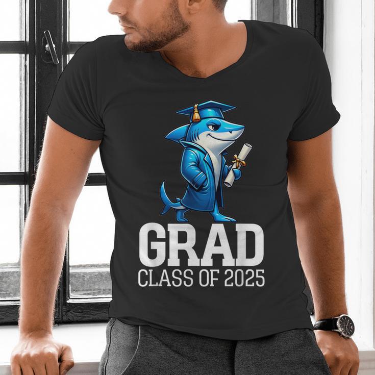 Grad Class Of 2025 Boys Shark Graduation Graduated Men's V-Neck T-Shirt