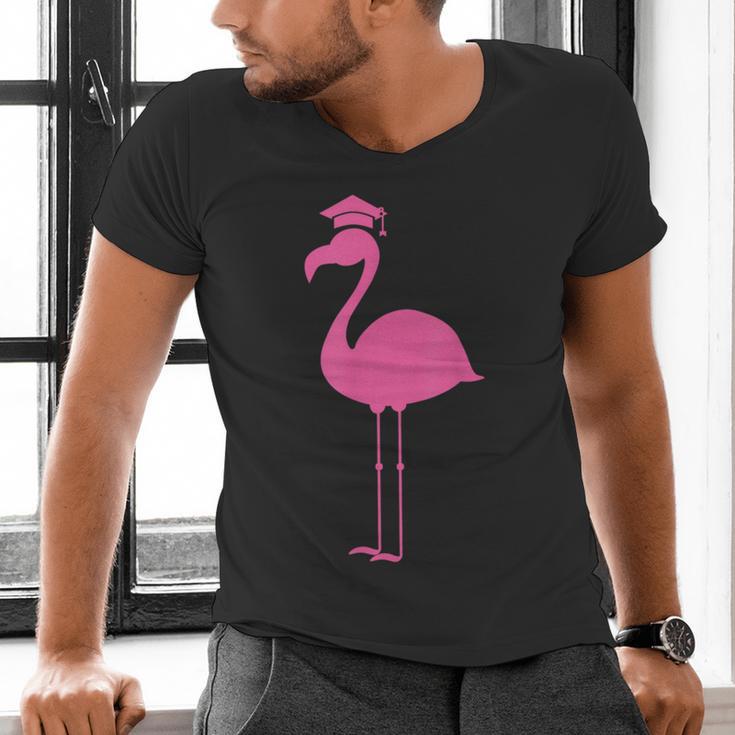 Graduate Cute Pink Flamingo Graduation Men's V-Neck T-Shirt