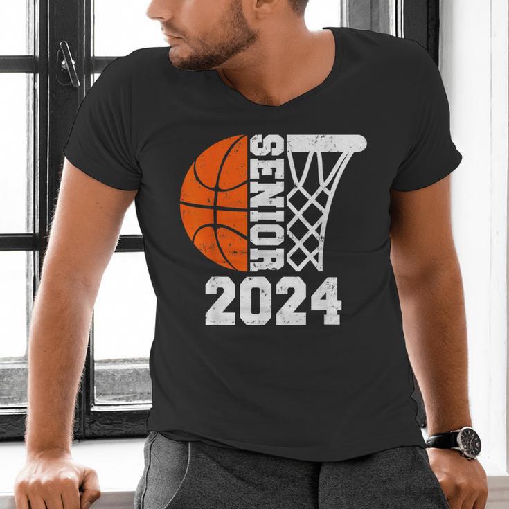 Graduate Senior Class Of 2024 Basketball Player Graduation Men's V-Neck T-Shirt