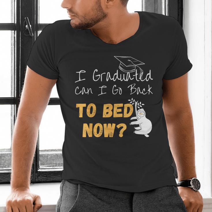 I Graduated Can I Go Back To Bed Now Graduation Sloth Men's V-Neck T-Shirt