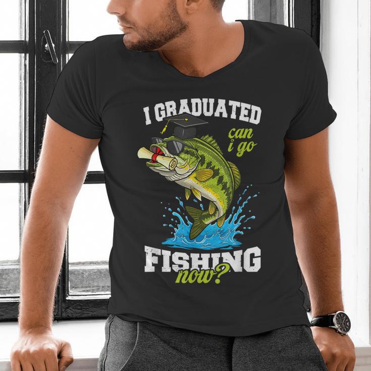 I Graduated Can I Go Fishing Now 2025 Graduation Fisher Men's V-Neck T-Shirt