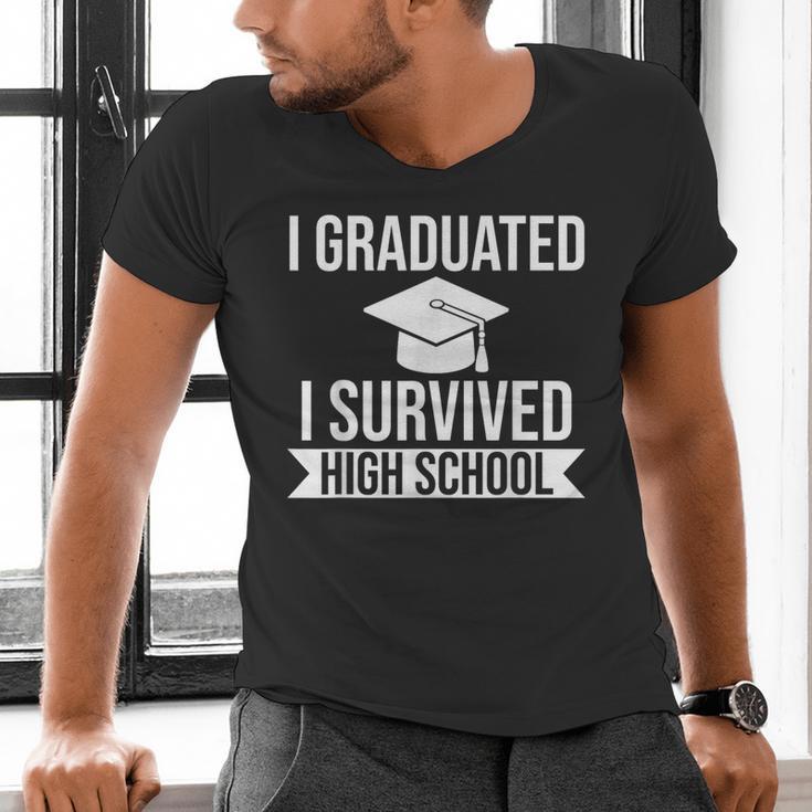 I Graduated I Survived High School Graduation Men's V-Neck T-Shirt