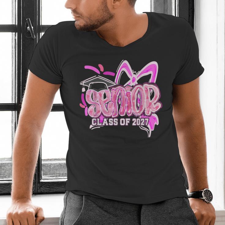 Graduation 2027 Senior 2027 Class Of 2027 Coquette Pink Girl Men's V-Neck T-Shirt