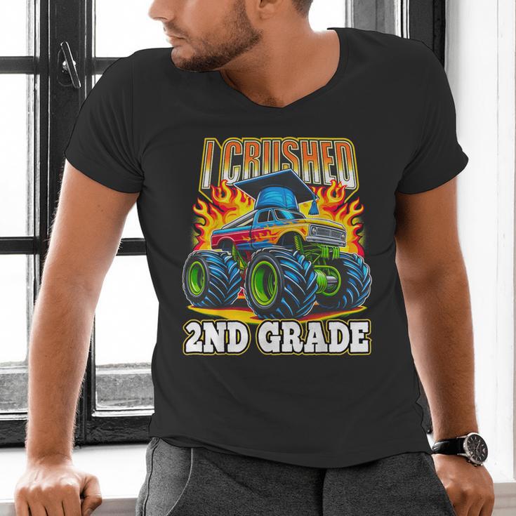 Graduation 2nd Grade Monster Truck Boys I Crushed Grad Men's V-Neck T-Shirt