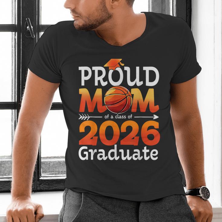Graduation Basketball Retro Proud Mom Of A 2026 Graduate Men's V-Neck T-Shirt