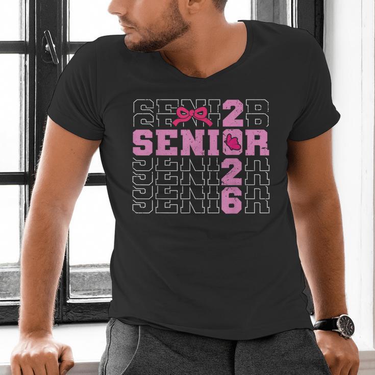 Graduation Class Of 2026 Senior 2026 Pink Bow Coquette Men's V-Neck T-Shirt