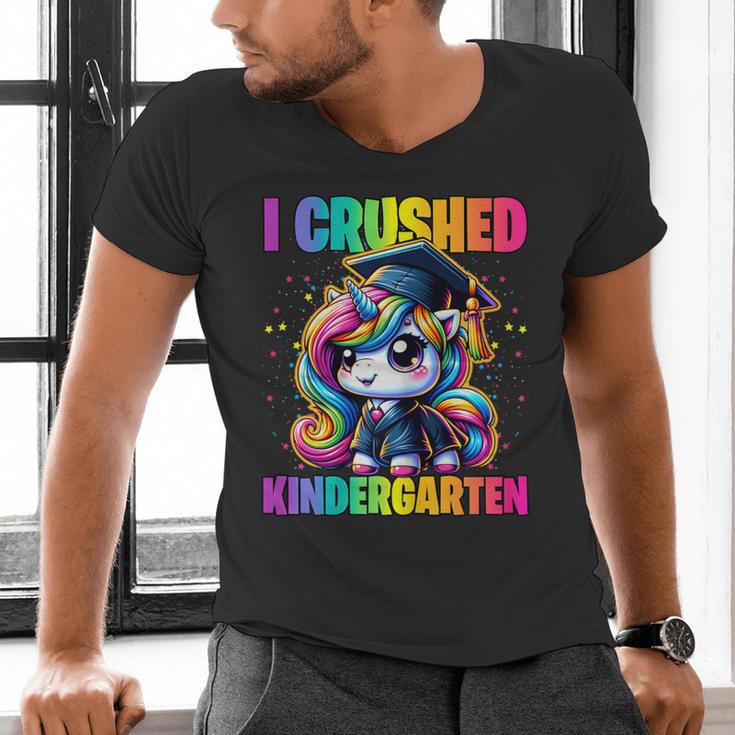Graduation I Crushed Kindergarten Unicorn Girls Grad Magical Men's V-Neck T-Shirt
