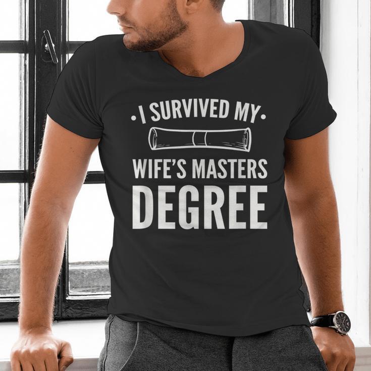 Graduation Day Husband I Survived My Wifes Masters Degree Men's V-Neck T-Shirt