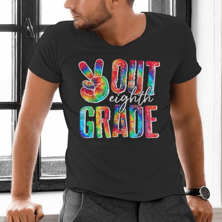 Graduation Peace Sign Out Eighth Grade Tie Dye Hippie Men's V-Neck T-Shirt