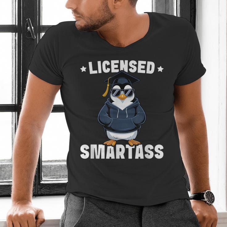 Graduation Penguin Licensed Smartass Graduate Men's V-Neck T-Shirt
