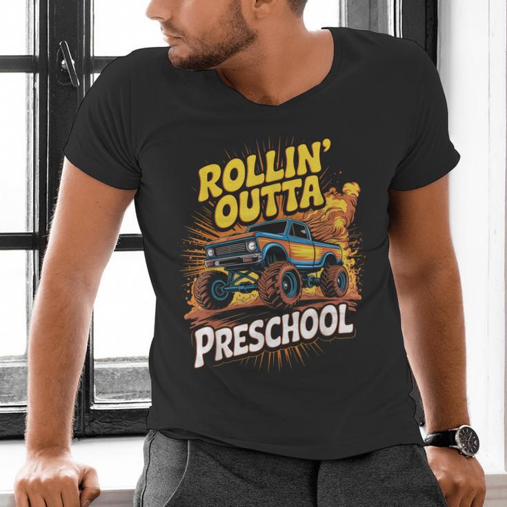 Graduation Rollin' Outta Preschool Monster Truck Boys Pre-K Men's V-Neck T-Shirt