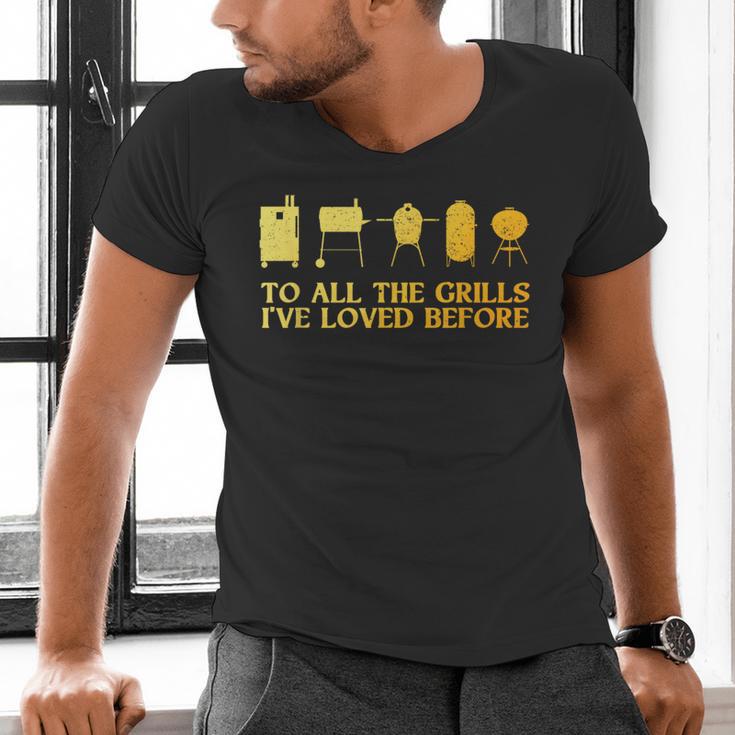 Grilling Art For Men Dad Barbecue Meat Smoking BBQ Men's V-Neck T-Shirt