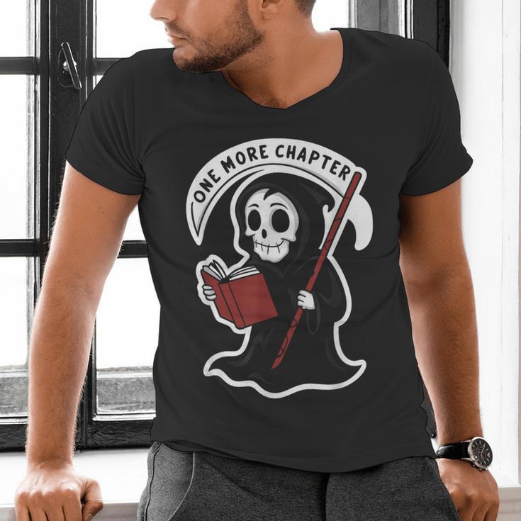 Grim Reaper Bookworm Cute Book Reading Halloween Men's V-Neck T-Shirt Grim Reaper Bookworm Cute Book Reading Halloween Men's V-Neck T-Shirt