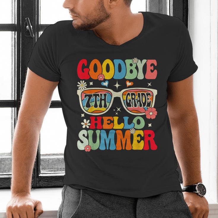 Groovy Goodbye 7th Grade Graduation Hello Summer Kids Men's V-Neck T-Shirt