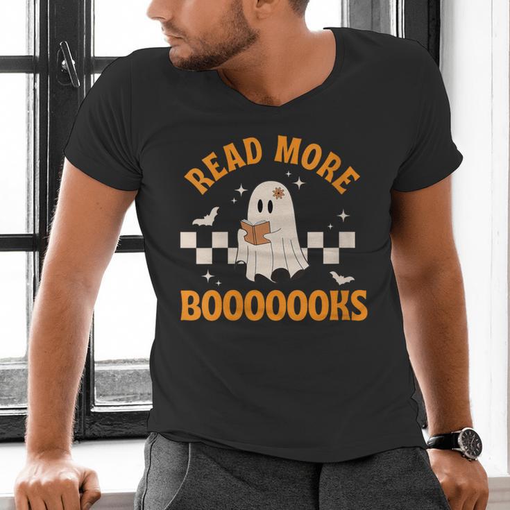 Groovy Halloween Teacher Spooky Read More Book Women Girl Men's V-Neck T-Shirt