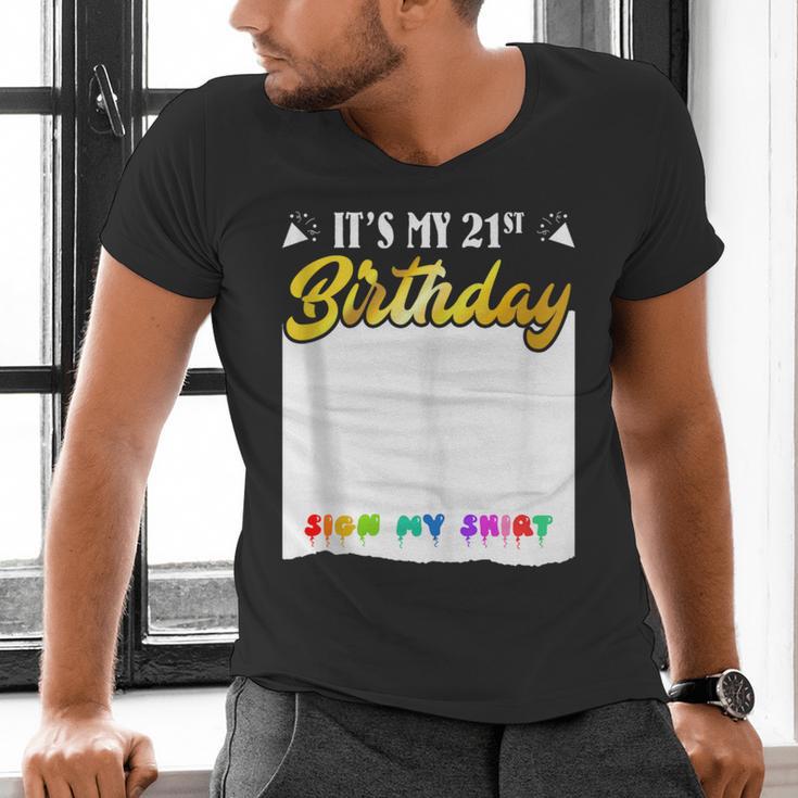 Guestbook My 21st Birthday Sign My Shirt Birthday Party Men's V-Neck T-Shirt Guestbook My 21st Birthday Sign My Shirt Birthday Party Men's V-Neck T-Shirt