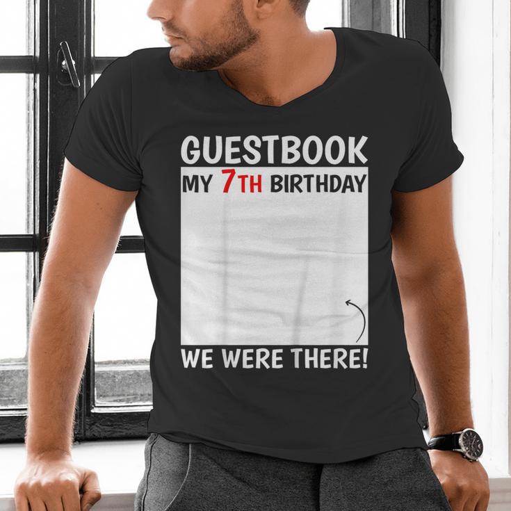 Guestbook 7th Birthday 7 Year Old Born 2018 Bday Men's V-Neck T-Shirt