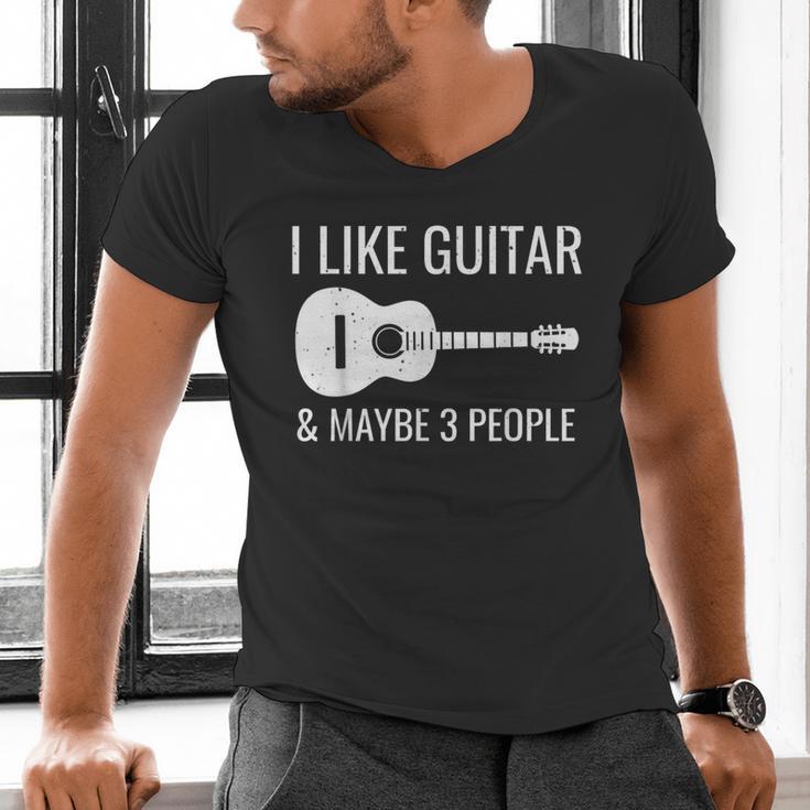 I Like Guitar & Maybe 3 People Music Introvert Guitar Men's V-Neck T-Shirt