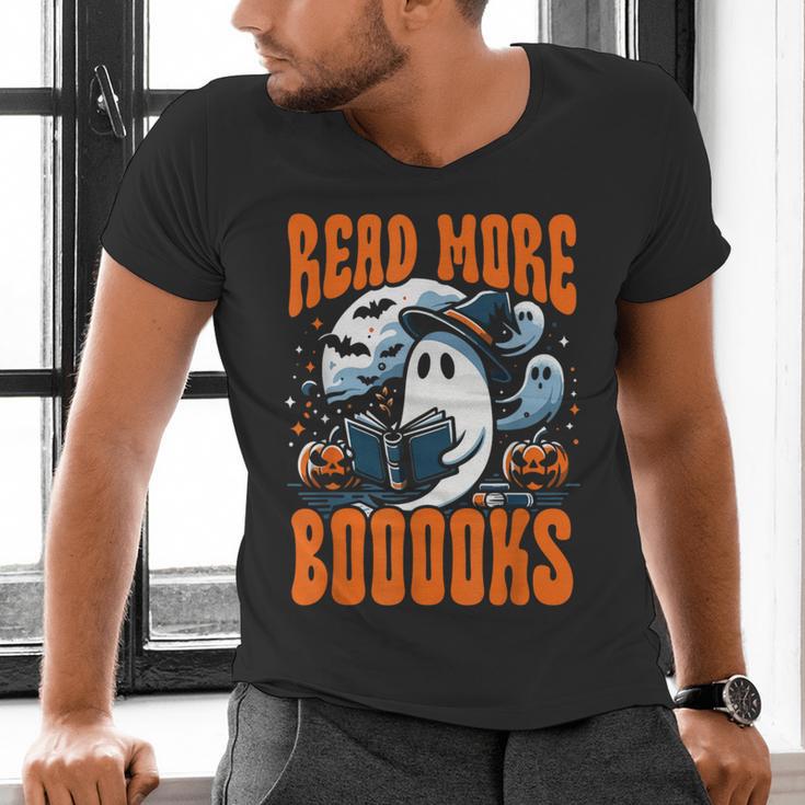Halloween Book Lover Ghost Boo Pun Read More Boooks Men's V-Neck T-Shirt