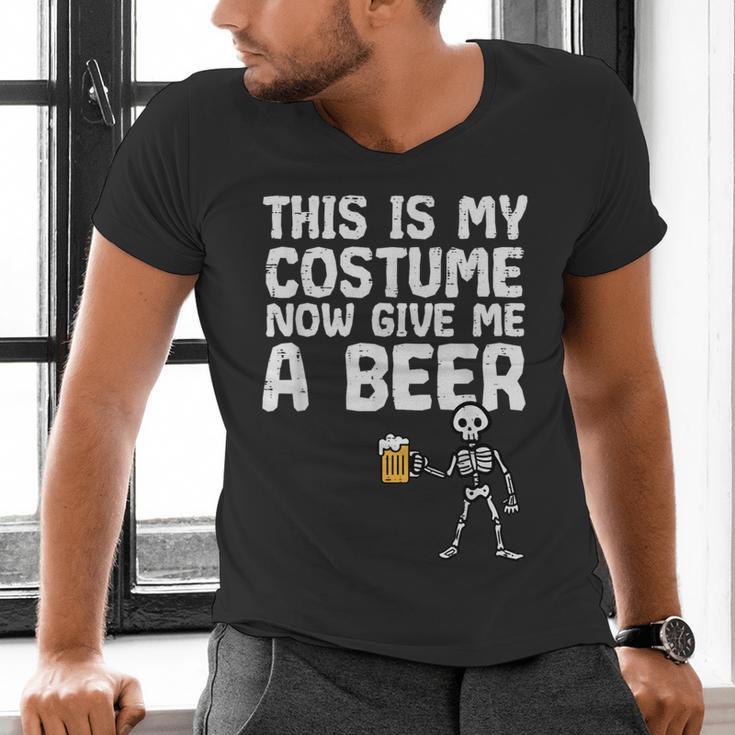 Halloween This Is My Costume Give Me Skeleton Dad Men Men's V-Neck T-Shirt