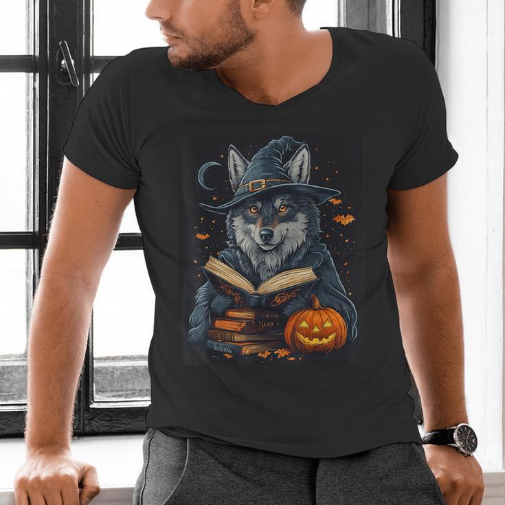 Halloween Girls Boys Cute Wolf Book Pumpkin Kids Halloween Men's V-Neck T-Shirt Halloween Girls Boys Cute Wolf Book Pumpkin Kids Halloween Men's V-Neck T-Shirt