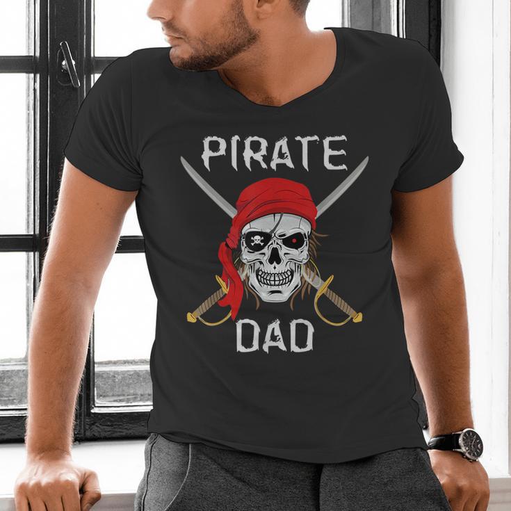 Halloween Pirate Skull Apparel Pirate Dad V-Neck Short Sleeve Cotton 100 T-Shirt Small Men's V-Neck T-Shirt