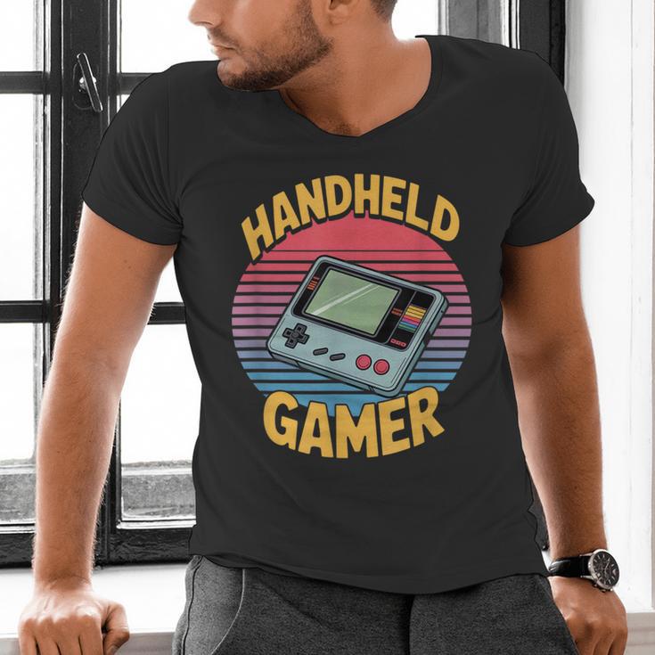 Handheld Gamer Retro Portable Console Nostalgia Men's V-Neck T-Shirt