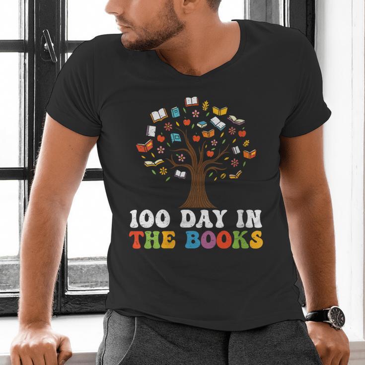 Happy 100 Days In The Books Reading Celebration Graphic Tees Men's V-Neck T-Shirt