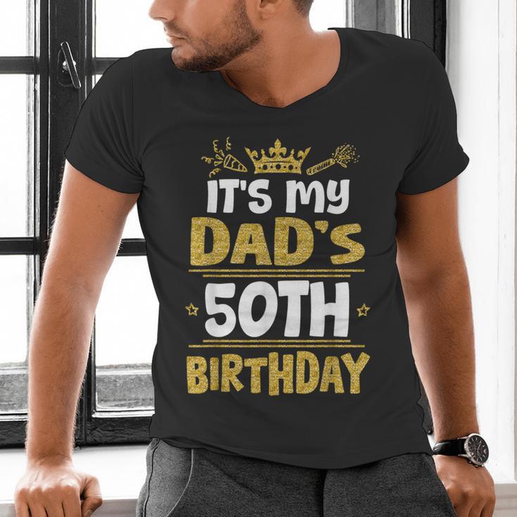 Happy It's My Dad's 50th Birthday 1975 50 Years Old Men's V-Neck T-Shirt
