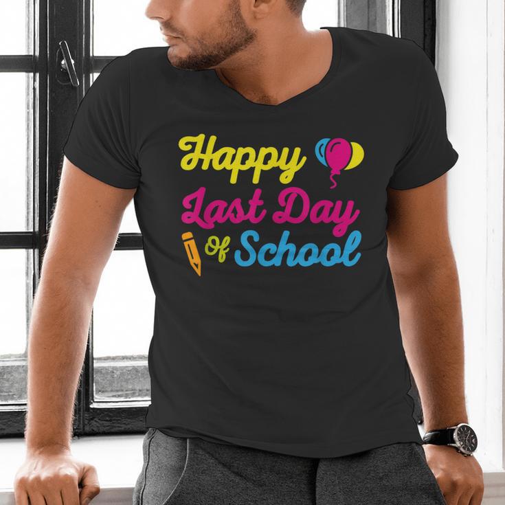 Happy Last Day Of School Graduation Teacher Students T-Shirt Men's V-Neck T-Shirt
