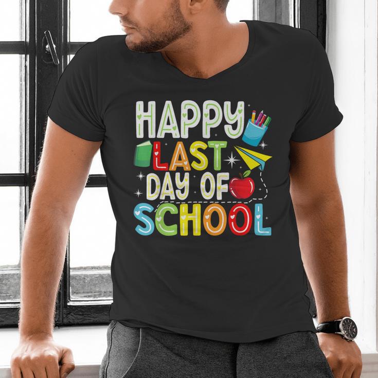 Happy Last Day Of School Teacher Kids Boys Girls Graduation Men's V-Neck T-Shirt