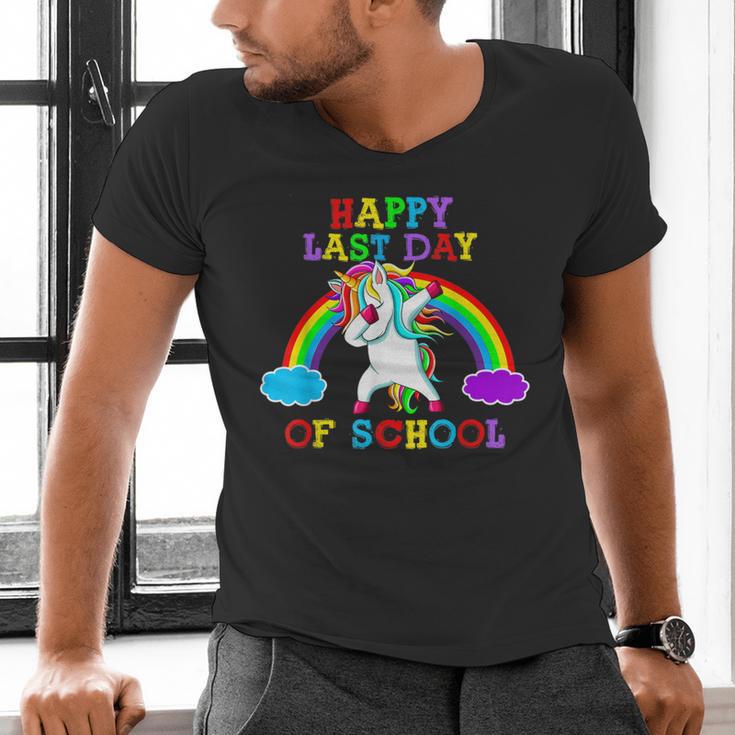 Happy Last Day Of School Teacher Student Graduation Unicorn Men's V-Neck T-Shirt