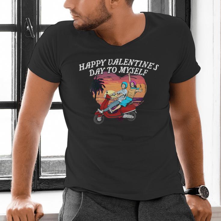 Happy Valentines Day To Myself Introvert Humor Men's V-Neck T-Shirt