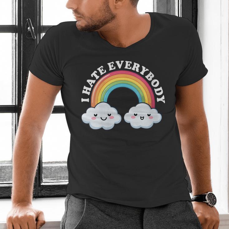 I Hate Everybody Rainbow Sarcastic Grumpy Introvert Men's V-Neck T-Shirt I Hate Everybody Rainbow Sarcastic Grumpy Introvert Men's V-Neck T-Shirt