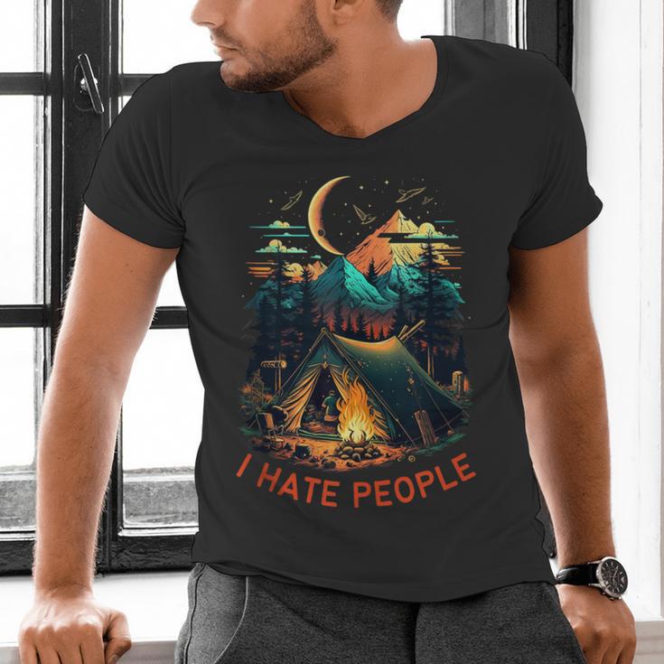I Hate People Id Rather Be Camping Sarcastic Introvert Men's V-Neck T-Shirt I Hate People Id Rather Be Camping Sarcastic Introvert Men's V-Neck T-Shirt