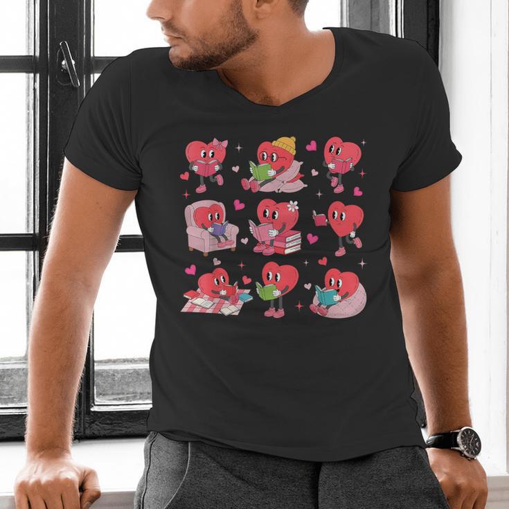 Hearts Reading Book Lovers All Booked For Valentine Men's V-Neck T-Shirt
