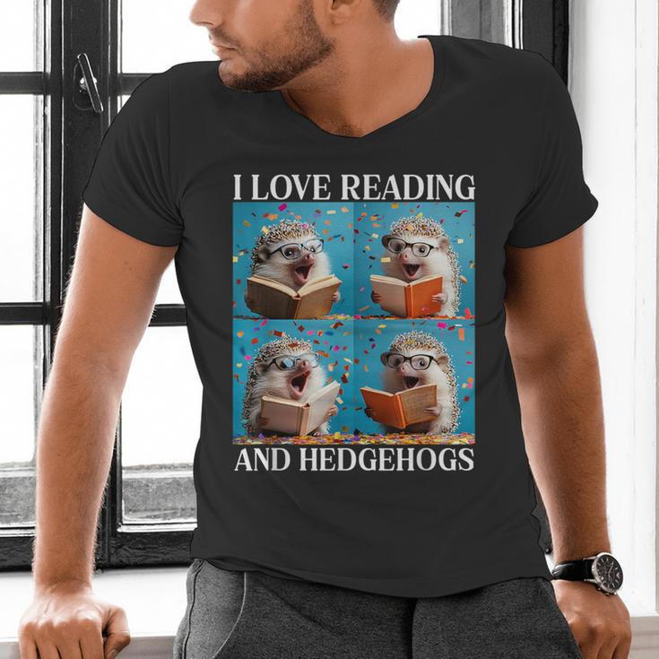 Hedgehog Love Reading And Hedgehogs Child Book Lover Men's V-Neck T-Shirt