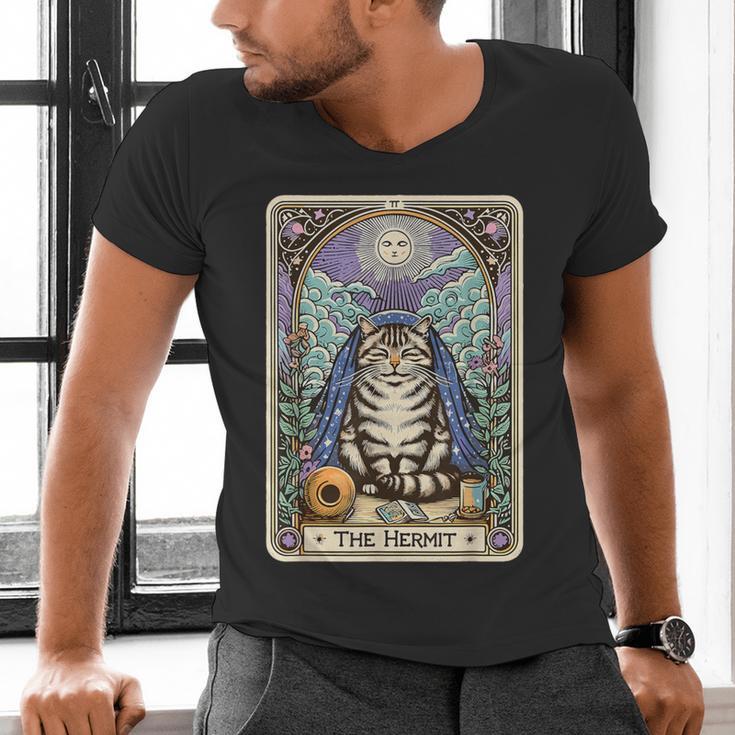 The Hermit Cat Tarot Card Introvert By Georgi Men's V-Neck T-Shirt