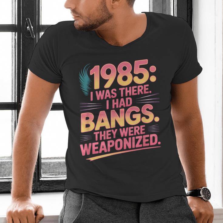 Hilarious 1985 Big Hair Bangs Joke For Gen X Nostalgia Men's V-Neck T-Shirt
