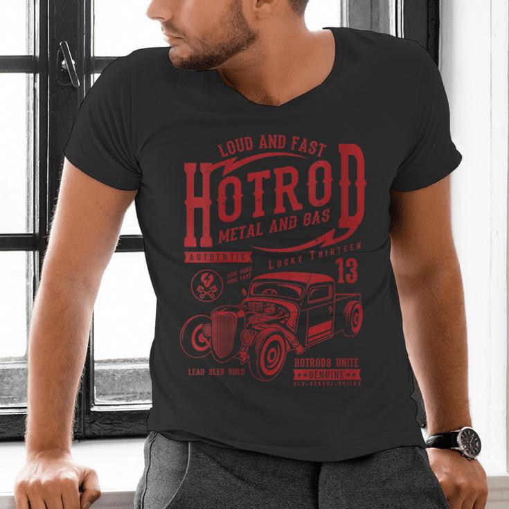 Hotrod Car Automotive Nostalgia Distressed Retro Men's V-Neck T-Shirt