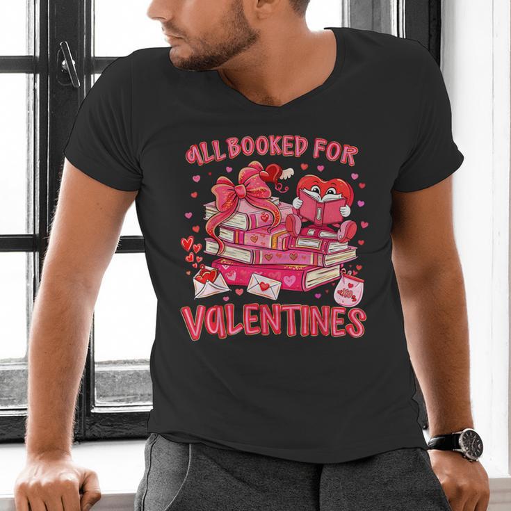 HUGvyn All Booked For Valentines Teacher Book Reading Heart Men's V-Neck T-Shirt