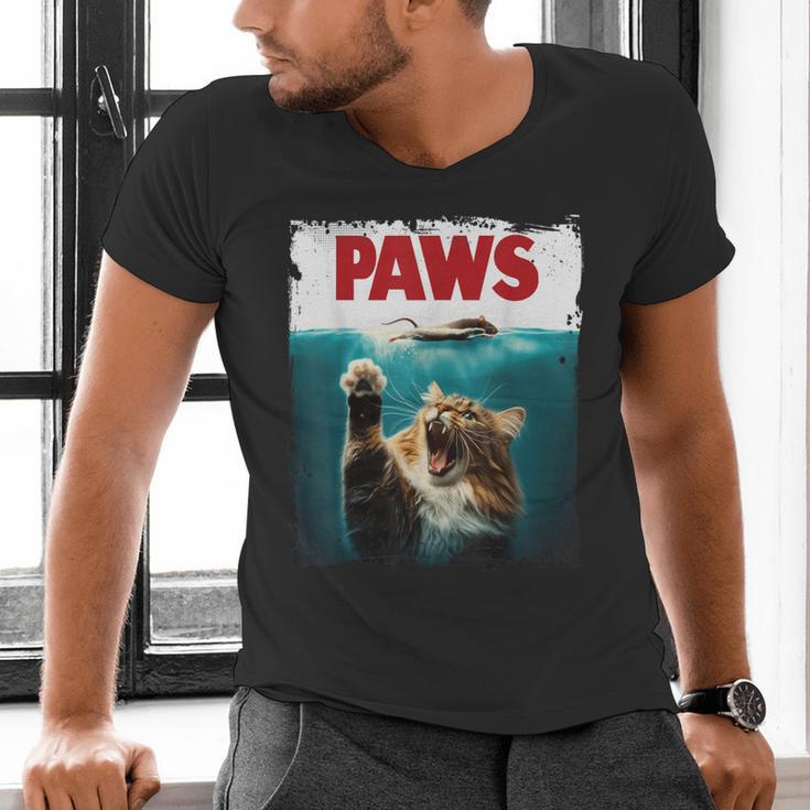 Humorous Paws Parody Cat Mouse For Cat Lover Cat Mom Cat Dad Men's V-Neck T-Shirt