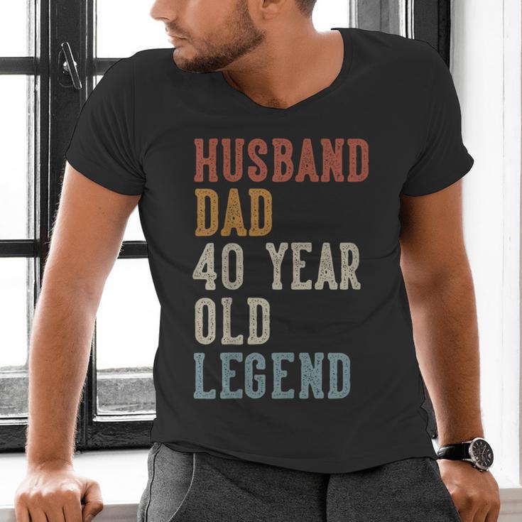 Husband Dad 40 Year Old Legend 40th Birthday Men's V-Neck T-Shirt Husband Dad 40 Year Old Legend 40th Birthday Men's V-Neck T-Shirt