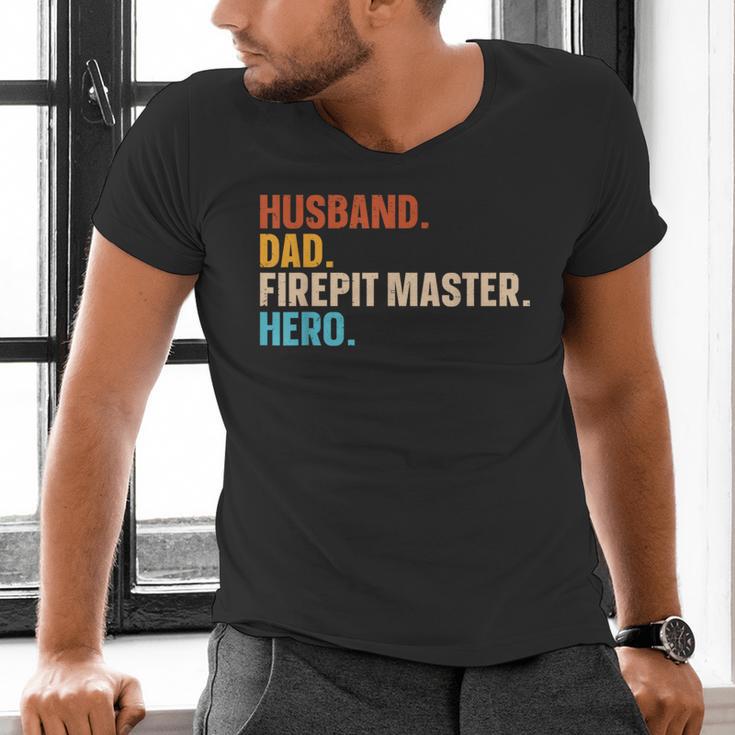 Husband Dad Firepit Master Hero Men's V-Neck T-Shirt Husband Dad Firepit Master Hero Men's V-Neck T-Shirt